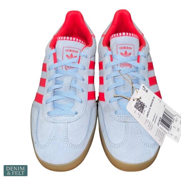 Adidas Gazelle Indoor Women’s Sneakers Red/Blue Gum Sole Size 6 NEW w/ Tags - Picture 6 of 16